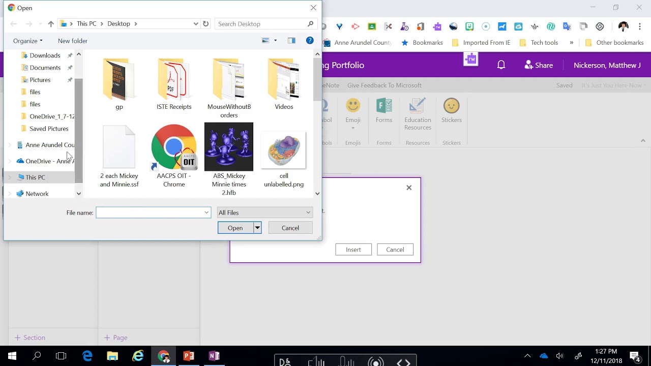 OneNote Writing Portfolios