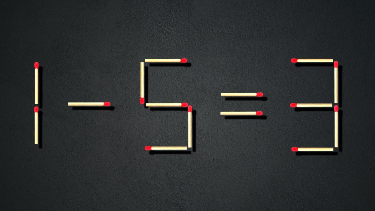 Turn the wrong equation into correct | Matchstick Puzzle 1-5=3