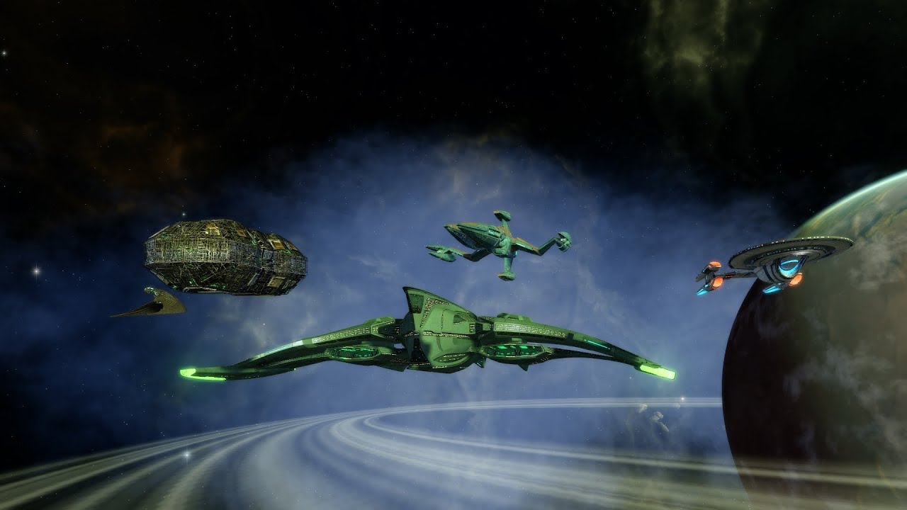 Star Trek Online: Fleet Ra’nodaire Support Carrier Warbird and 4 Elite Romulan Drone Ships Test