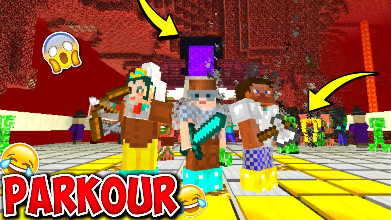 Multiplayer Parkour funny gameplay in Nether Portal | Craftsman: building craft
