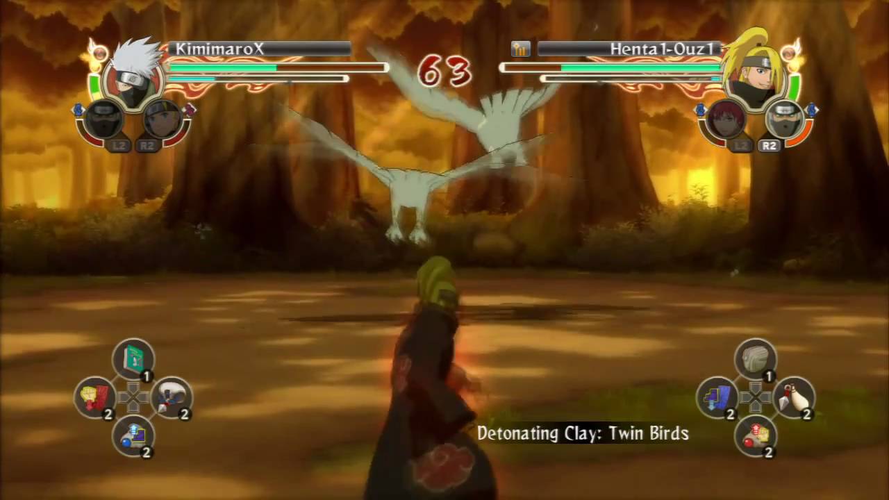 Naruto: Ultimate Ninja Storm 2 - (Online) Kakashi Vs Deidara (2 Matches, PS3 HD 720p)