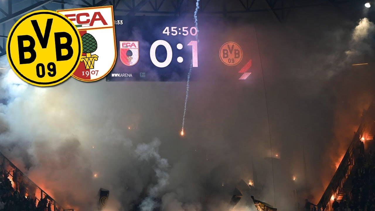 Pyro BVB-Fans in Augsburg | FC Augsburg - Borussia Dortmund