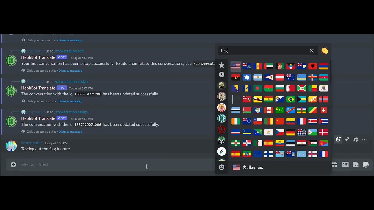 Reaction Flag Translate | HephBot Translate