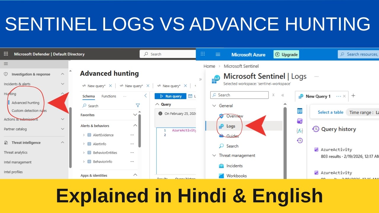 Defender Advanced Hunting vs Sentinel Logs blade #cloudcomputing