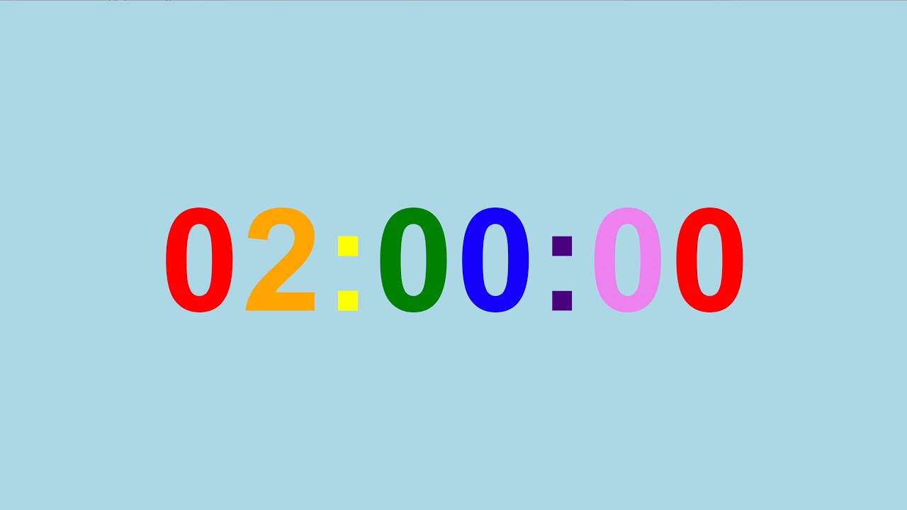 2-Hour Timer Countdown Blue-Background Rainbow-Digit