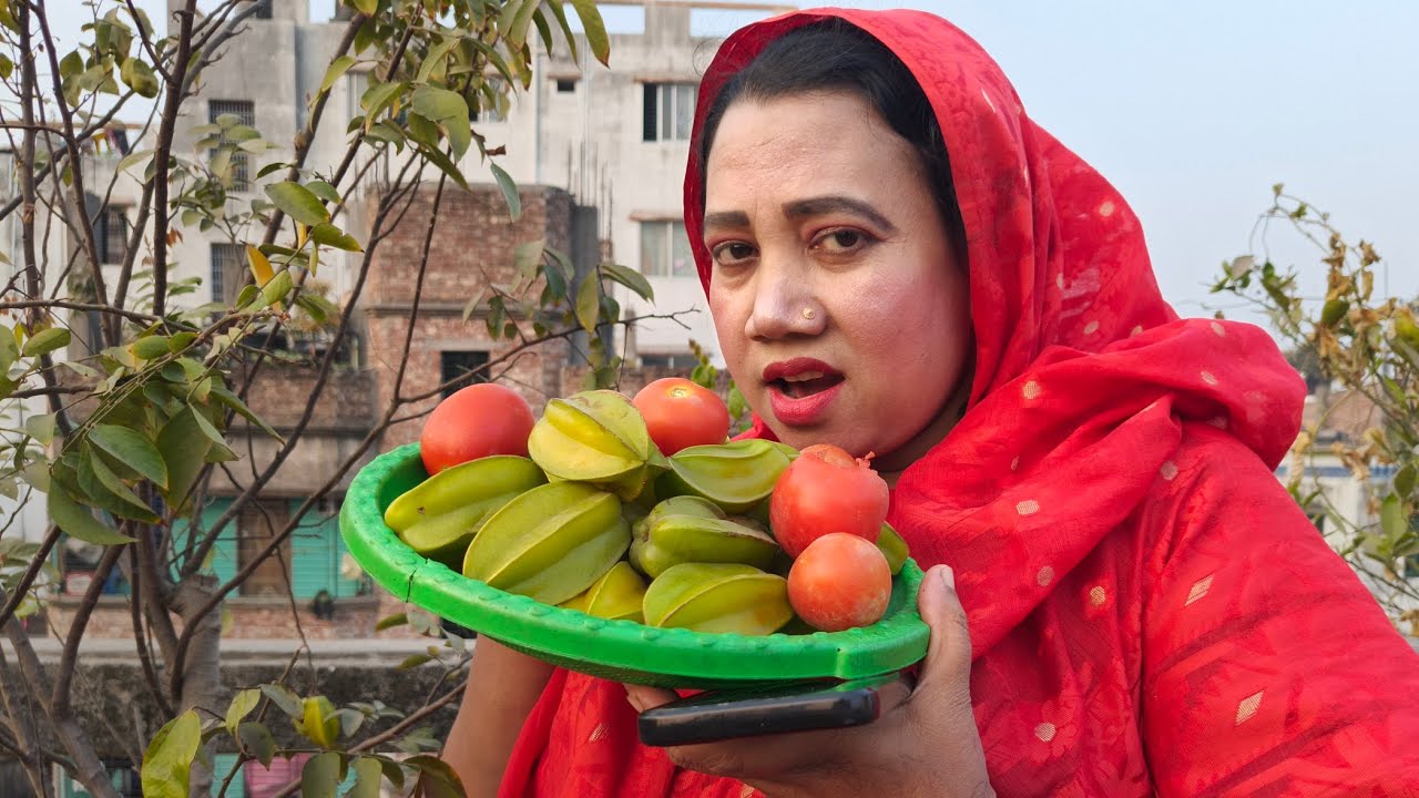 ছিঁড়ে ফেললাম আজকে ছাদ বাগানের সব কামরাঙ্গা। 