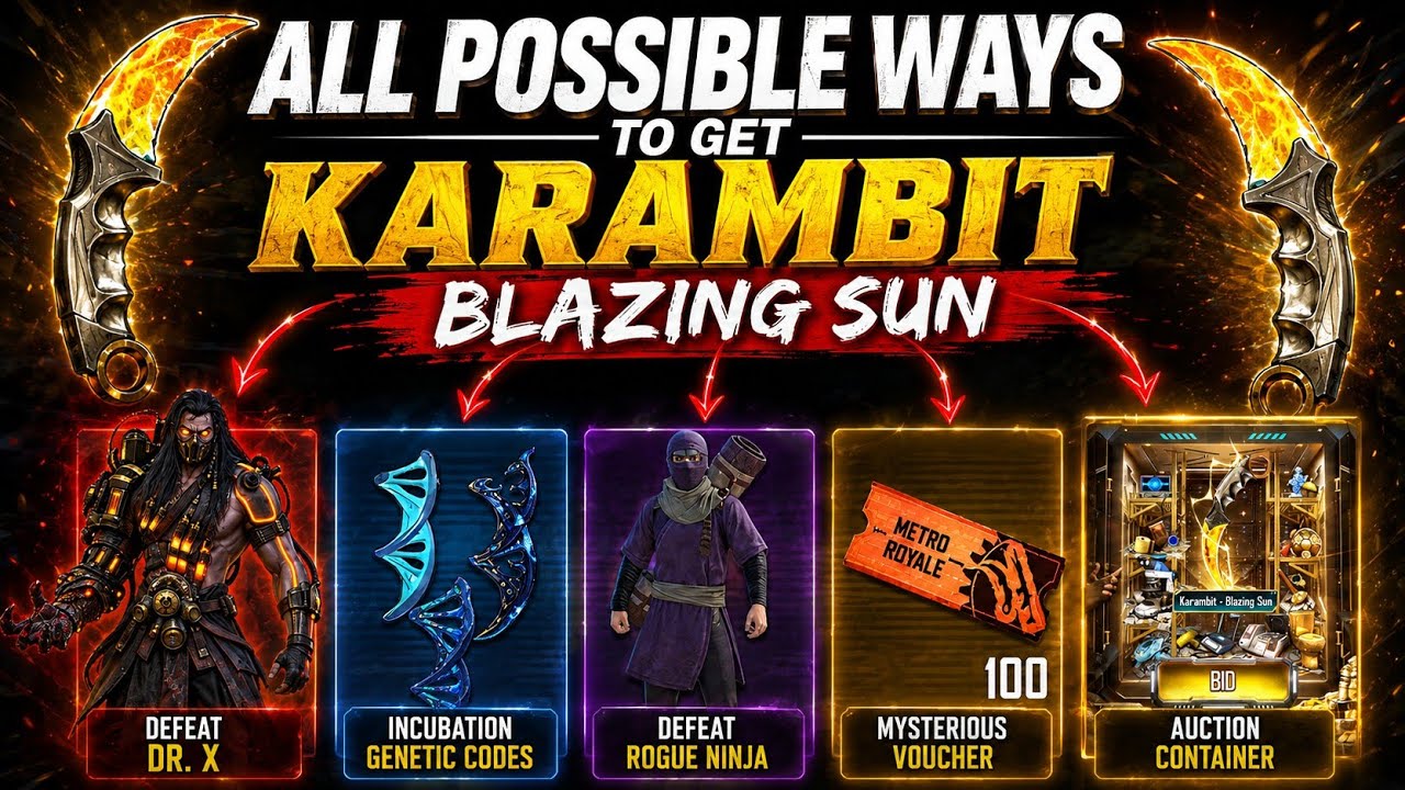 ALL WAYS TO GET THE KARAMBIT &ndash; BLAZING SUN 🔥 | METRO ROYALE CHAPTER 33