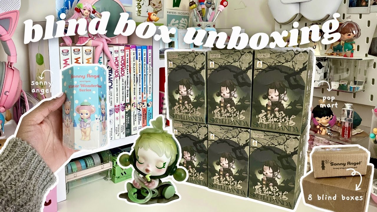 blind box unboxing 📦: 8 sonny angel + pop mart skullpanda figures