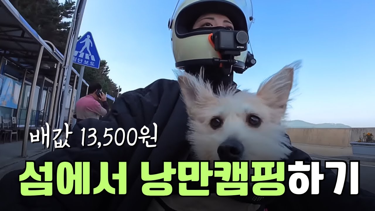 바이크 타고 강아지와 섬에서 캠핑 [주문도 1]