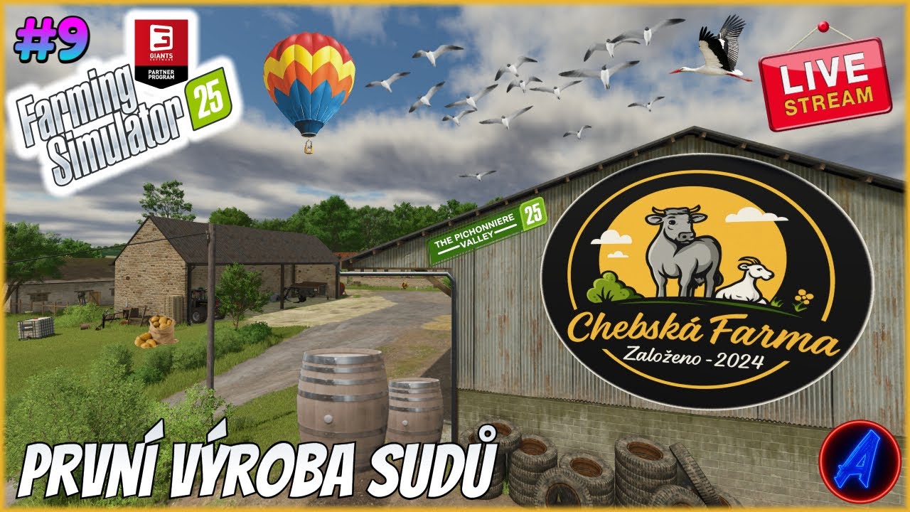🔔Chebská Farma na Piškotech #9 - První sudy na 🍺 - Farming Simulator 25 - CZ/SK - (STREAM)