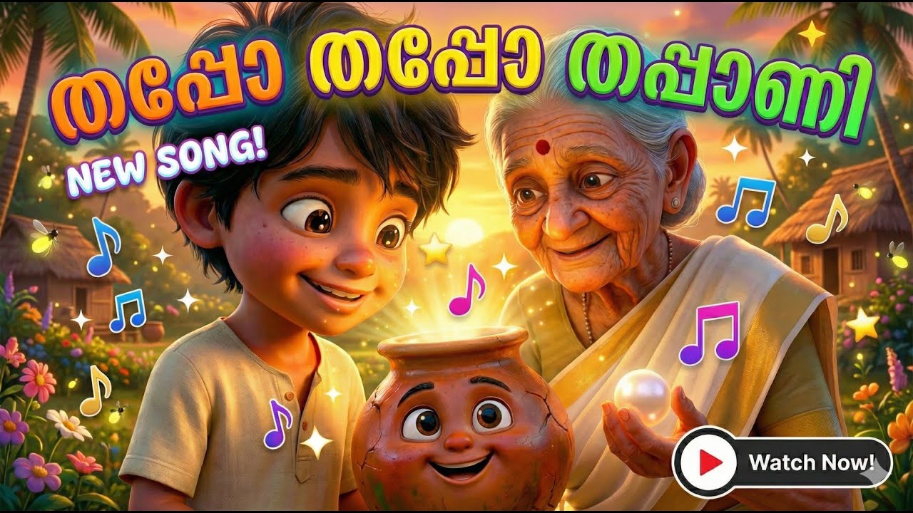 തപ്പോ തപ്പോ തപ്പാണീ | Thappo Thappo Thappani Malayalam Animated Nursery Rhyme | Kids Songs Malayalam