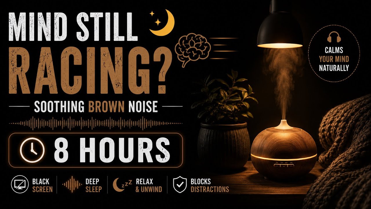 Mind Still Racing? 🌙 | Soothing Brown Noise | Black Screen | 8 Hours