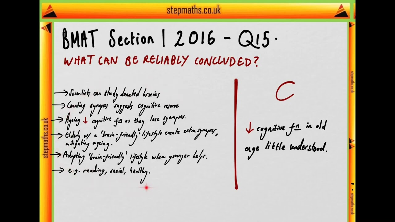 BMAT 2016 Section 1 - Q15 - Cognitive reserve - Worked Solution
