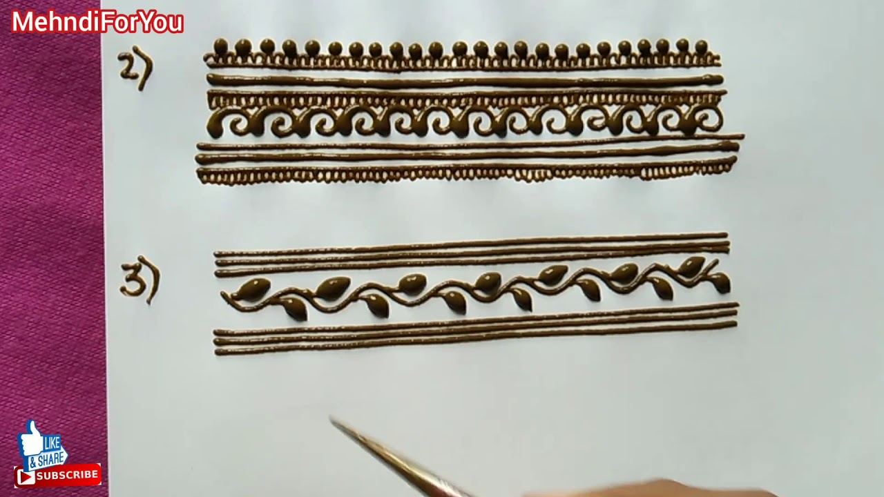 Practice mehndi design :- Decorative stripes / lines for bridal mehndi design