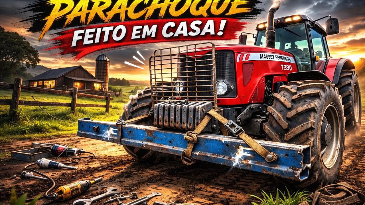 SERA QUE FICA BOM? Fabricando parachoque do trator em casa!