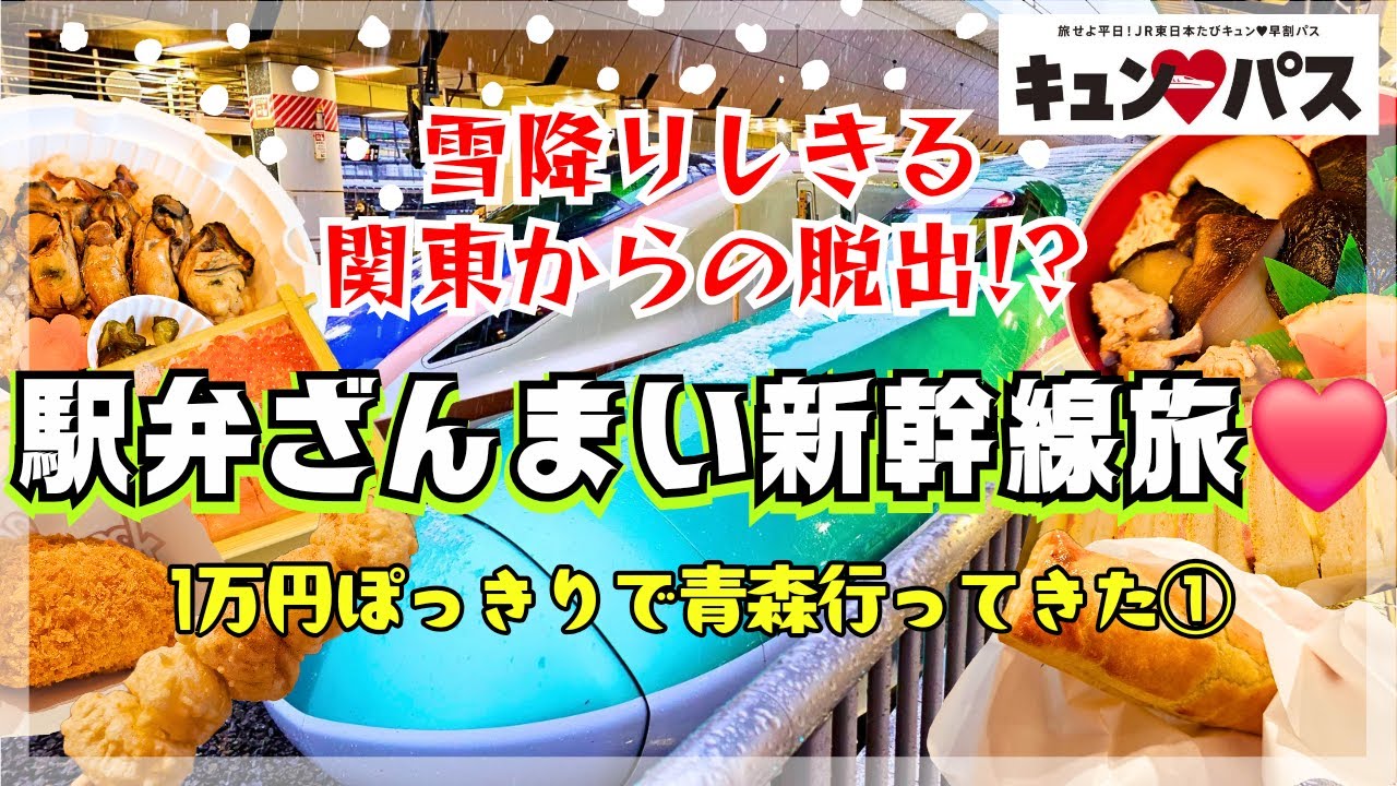 【キュンパス旅①】往復1万円ぽっきりで新幹線乗り放題ってガチなの!? 交通費めっちゃ駅弁代に回せるってことだよね笑 なんて思っていたら激混み過ぎて!?【旅せよ平日!!JR東日本たびキュン♡早割パス】