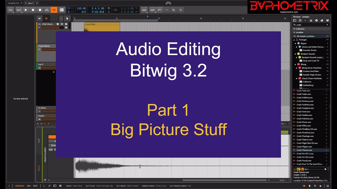 Bitwig 3.2 Audio Editing - Pt. 1 - Big Picture Stuff