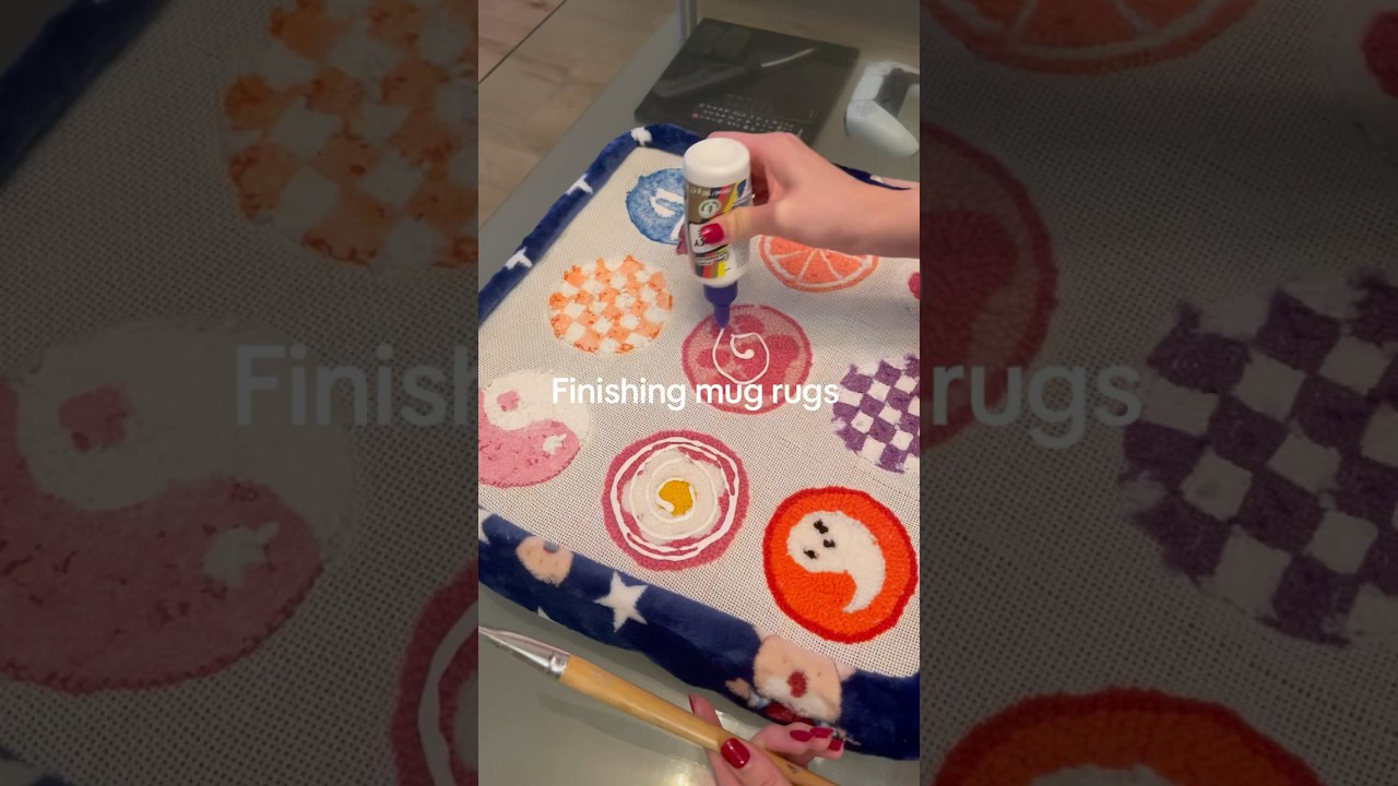 FINISHING PUNCH NEEDLE MUG RUGS #punchneedle #punchneedleart #mugrugs #coasters