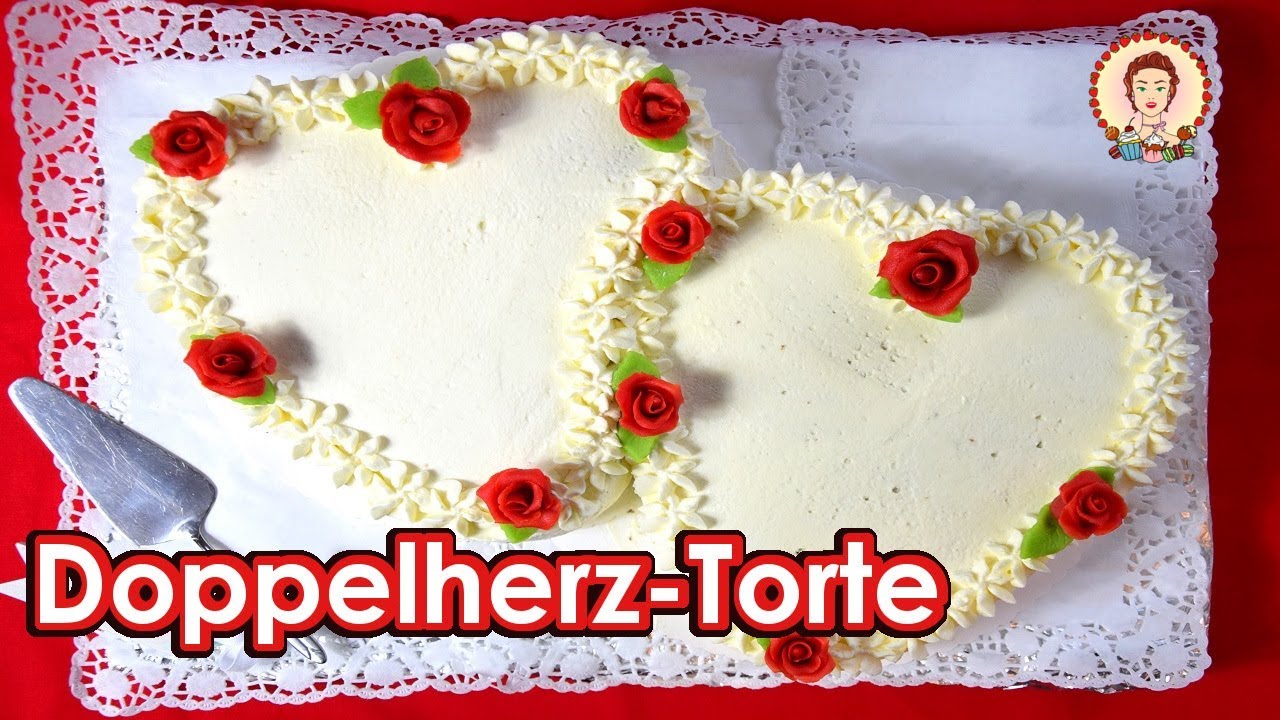 Herztorte | Doppelherz aus Sahne | Rezept | Valentinstag Hochzeit Muttertag | Küchencottage