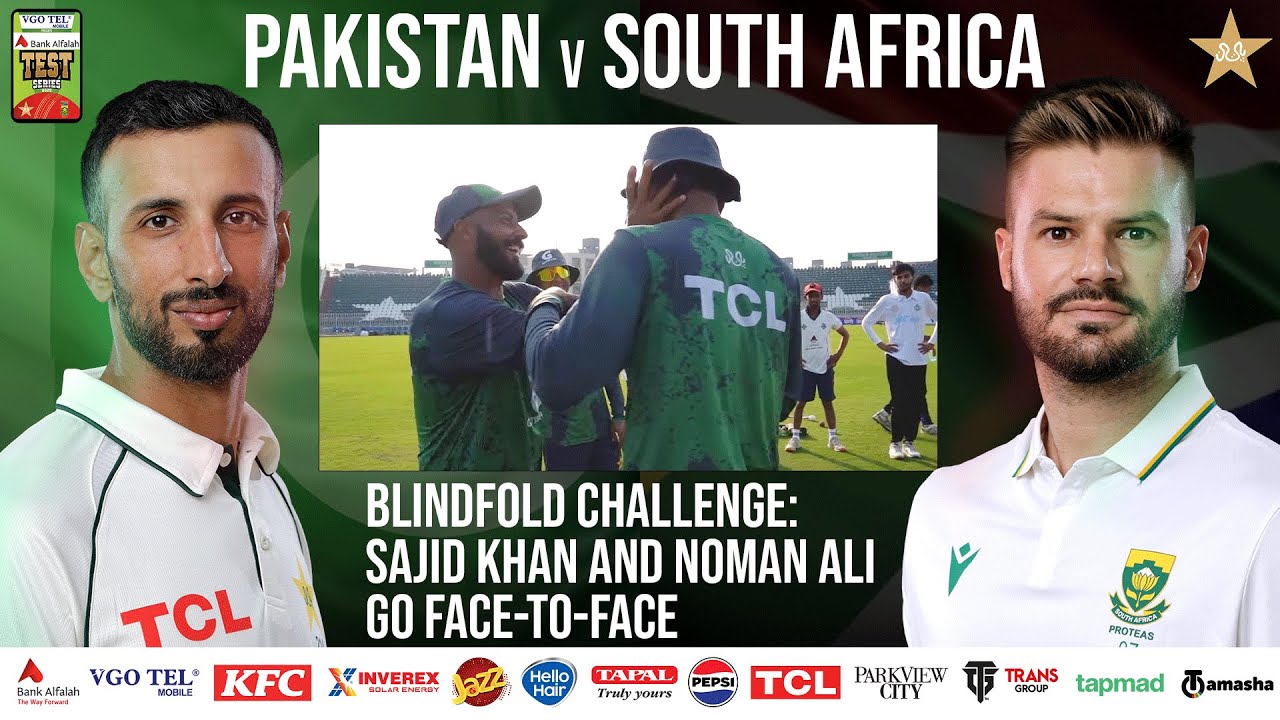 Blindfold Challenge: Sajid Khan and Noman Ali go face-to-face in a fun bowling duel
