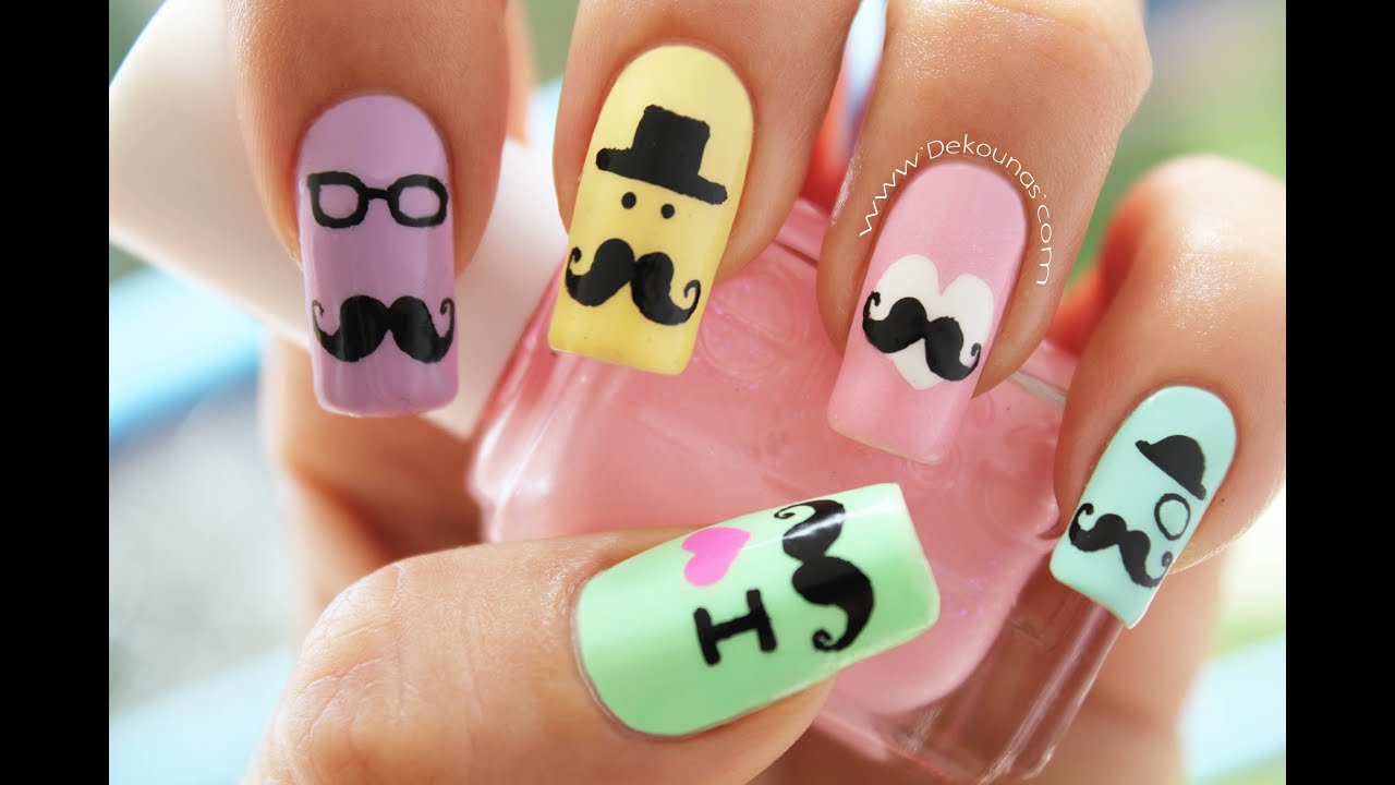 Decoración de uñas mustache - Mustache nail art