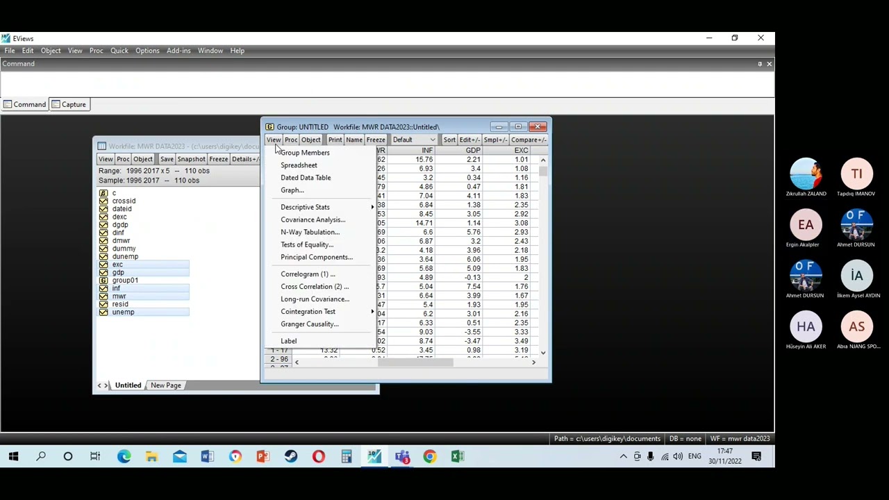 Econometrics  quantitative methods: lesson 7 Panel ARDL eview application