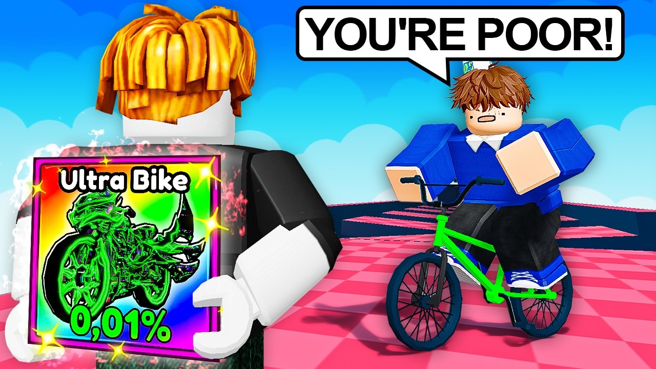 I Pretended to be a NOOB, Then used a 0.01% HACKER BIKE (Roblox Bike Obby)