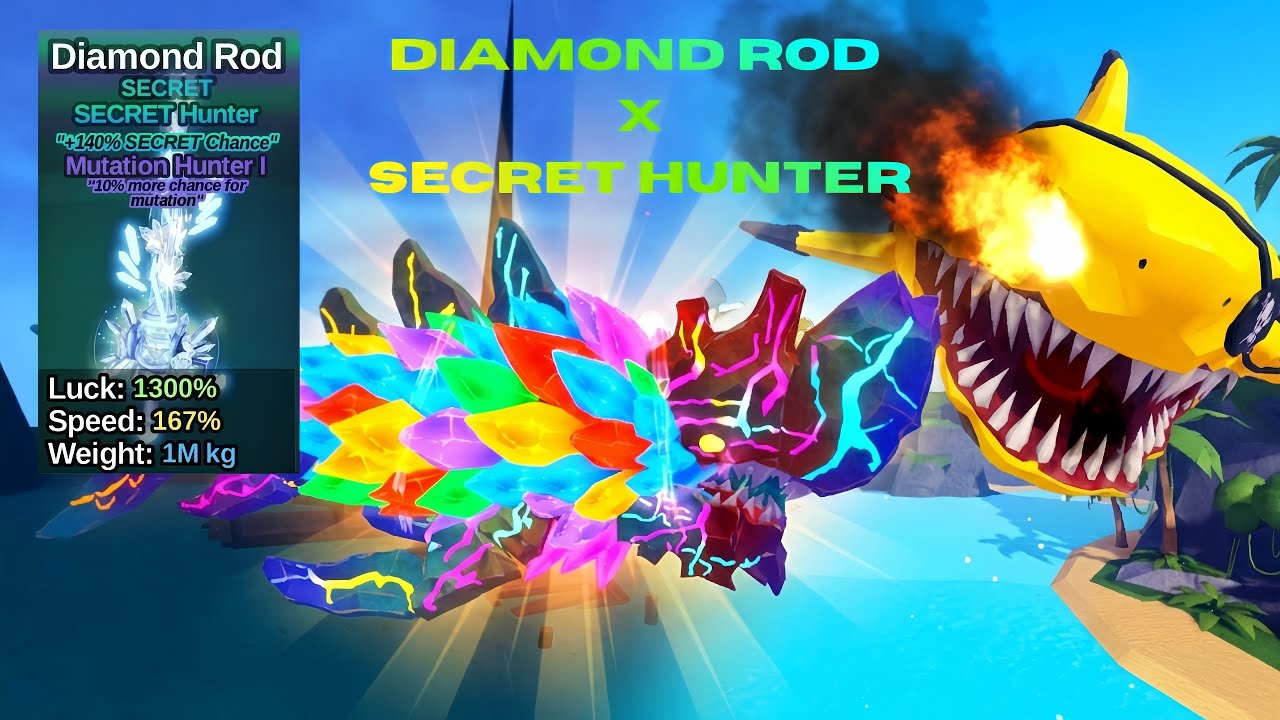 Aku menangkap Secret 1/5m dan juga El Pirate Grand Maja dengan diamond rod - Fish it