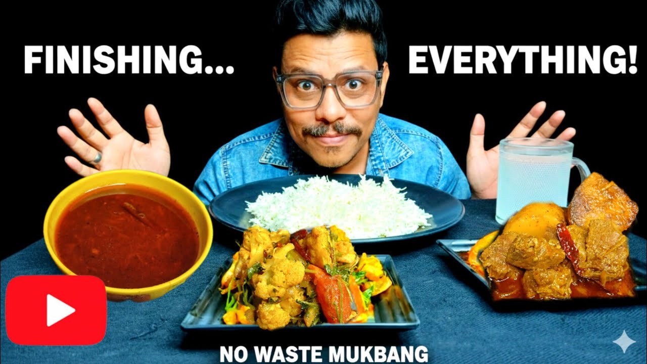 Eating Every Single Grain: Beef Curry & Cauliflower Bhaji | Real Eating | #eating |