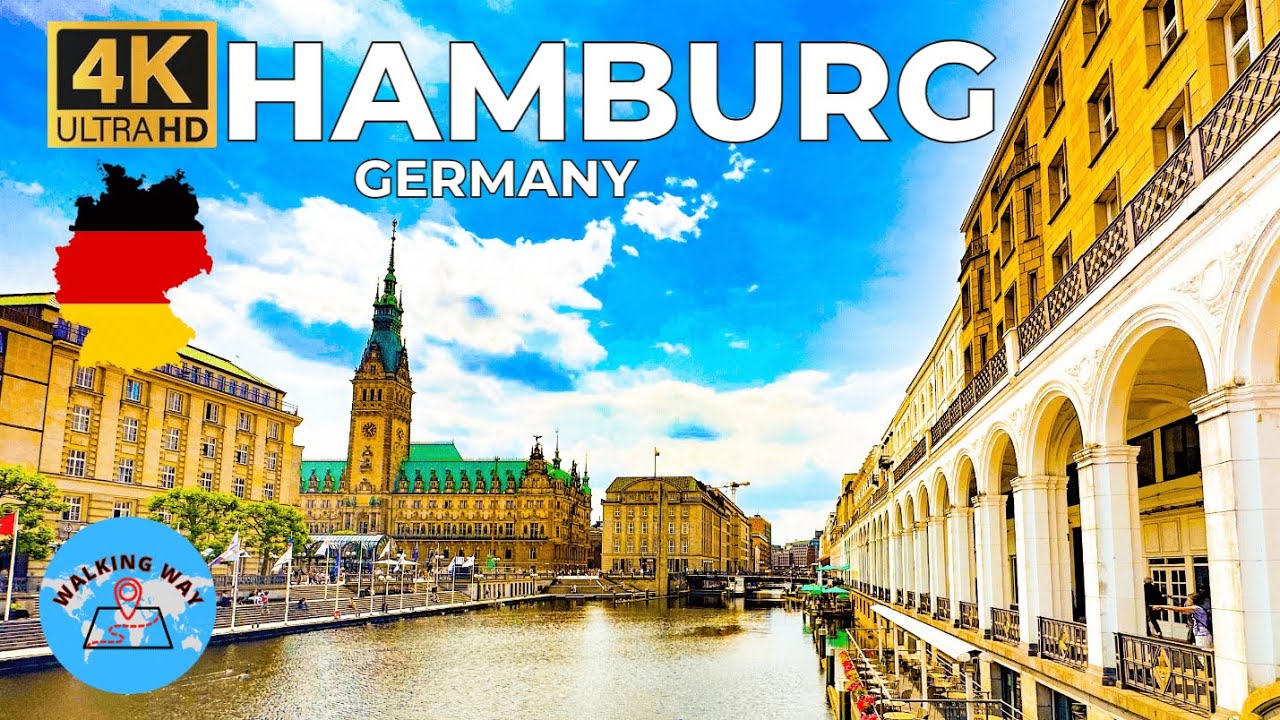 Hamburg, Germany Summer Walk - 4K 60fps with Captions