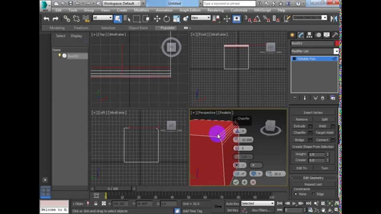 3DS Max Tutorial Smoothing a Sharp Edge with a Chamfer