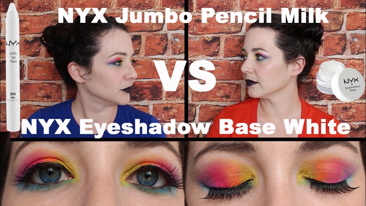 NYX Jumbo Pencil in Milk vs NYX Eyeshadow Base in White