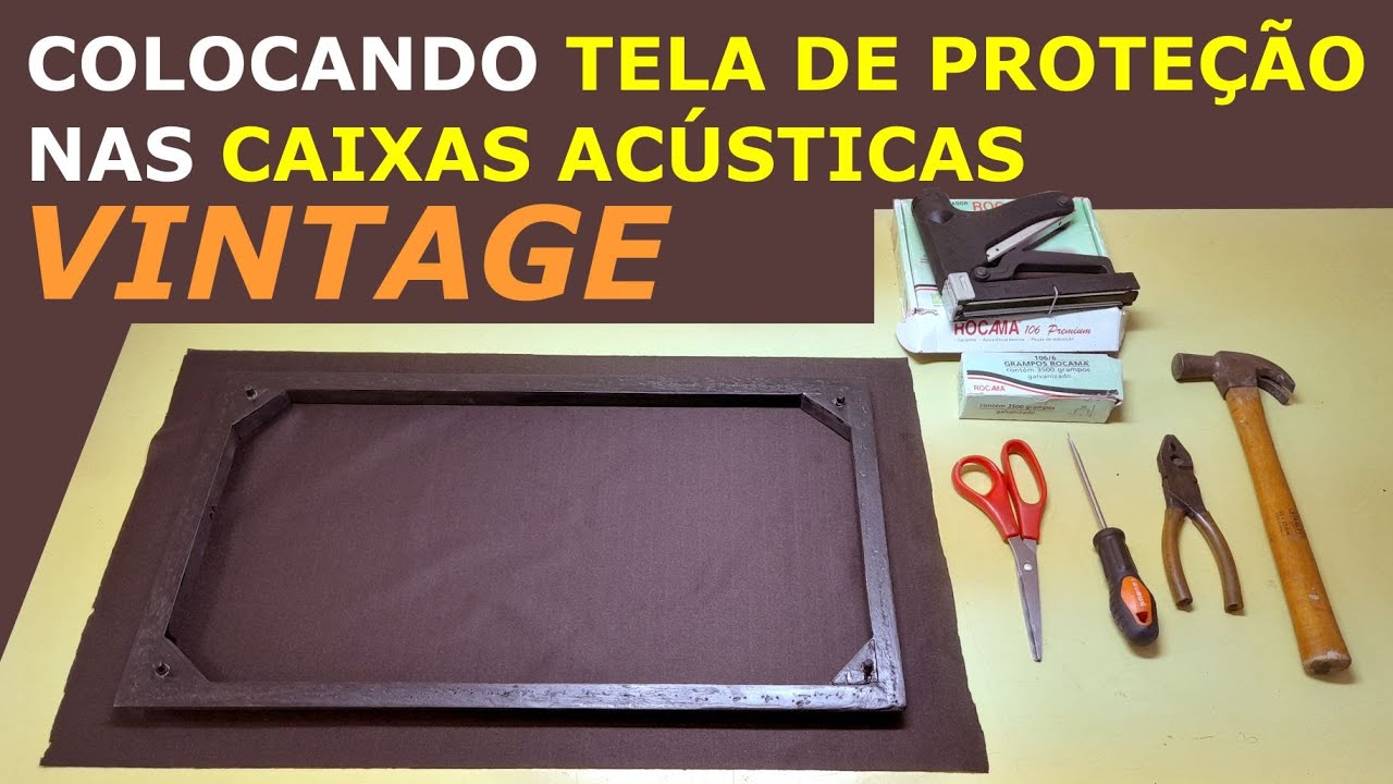 Colocando tela de proteção nas caixas acústicas vintage