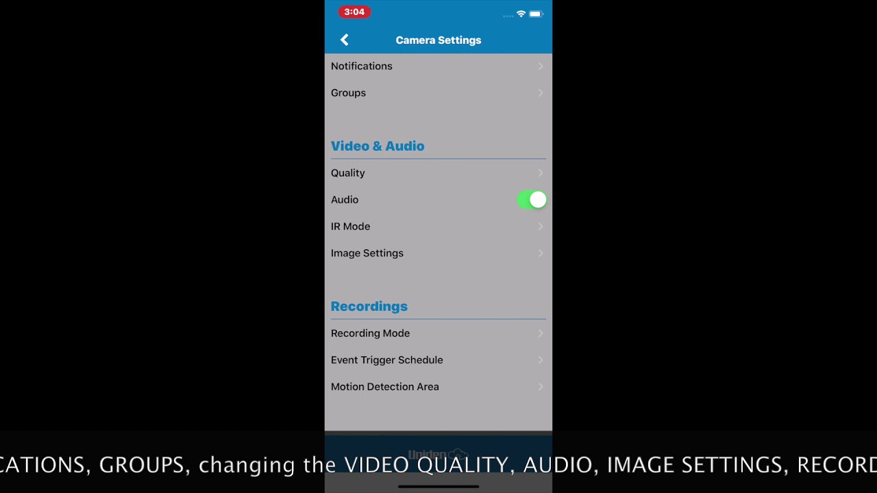 Uniden Security Cloud - AppCam 50HD Settings