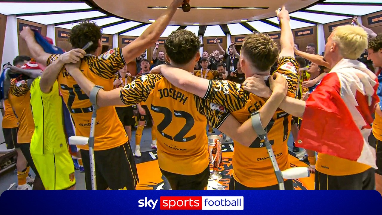 Hull City players sing Adele in the changing room after Premier League promotion