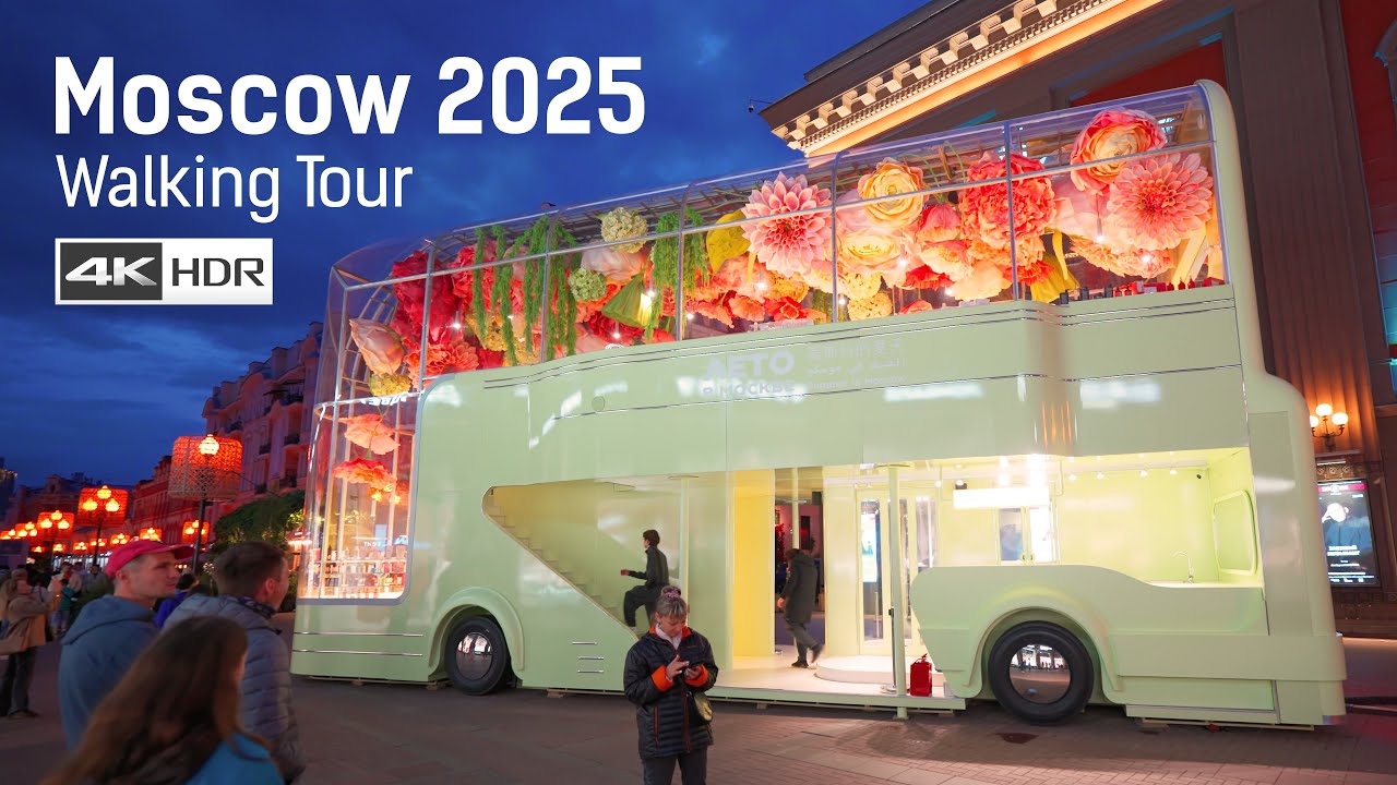 Moscow 2025. Walking tour along Arbat Street 4K HDR