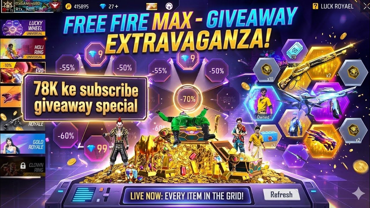 78K SPECIAL GIVEAWAY! 🎁 Sabhi Rare Items Nikalenge 😱 - Garena Free Fire Max Live