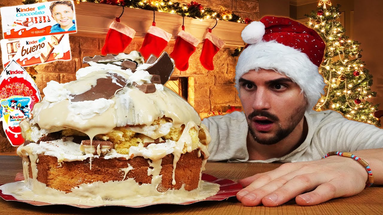 MANGIO IL PANETTONE CON L'UOVO KINDER PIÙ CALORICO DI SEMPRE | 12,000 CALORIE CHALLENGE| MAN VS FOOD