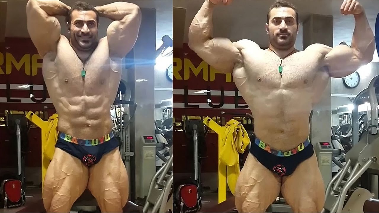 Iranian Super-Heavyweight bodybuilder Pouria Payoon - Gym posing