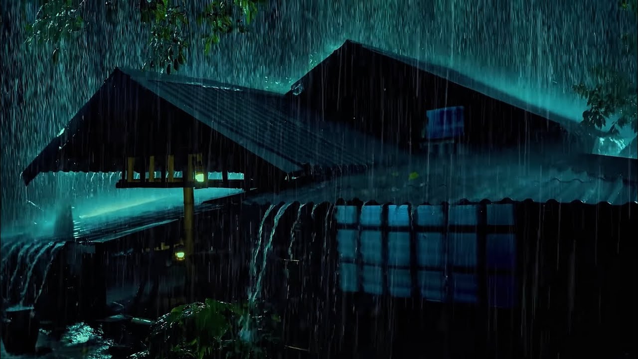 Falling asleep in 3 minutes, heavy rain and thunder on a tin roof for a good night's sleep and stres