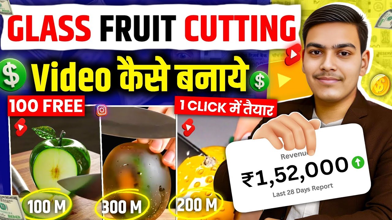 Ai se Glass Fruit Cutting Video Kaise banaye | ASMR Glass fruit cutting Video | Ai ASMR Cutting