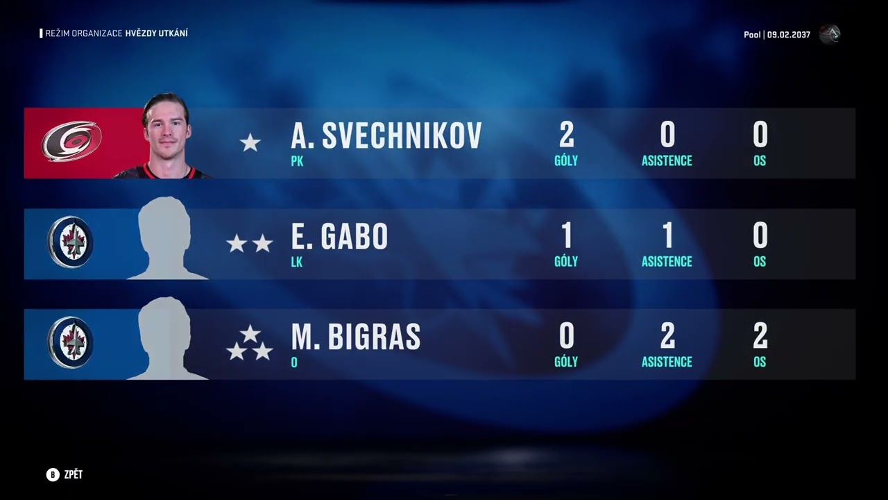 NHL 25   GM  Winnipeg  2036   45 -48 zápas zkl  části simulace