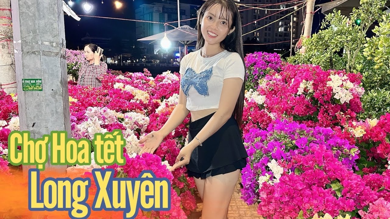 Cô Gái Quê ✅ đưa cả nhà thăm chợ Hoa tết Long Xuyên tấp nập người mua bán