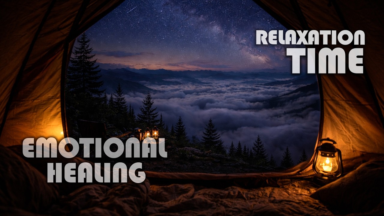 Cozy Mountain Tent in Gentle Night Rain with Sea of Clouds View | Peaceful Rain Ambience