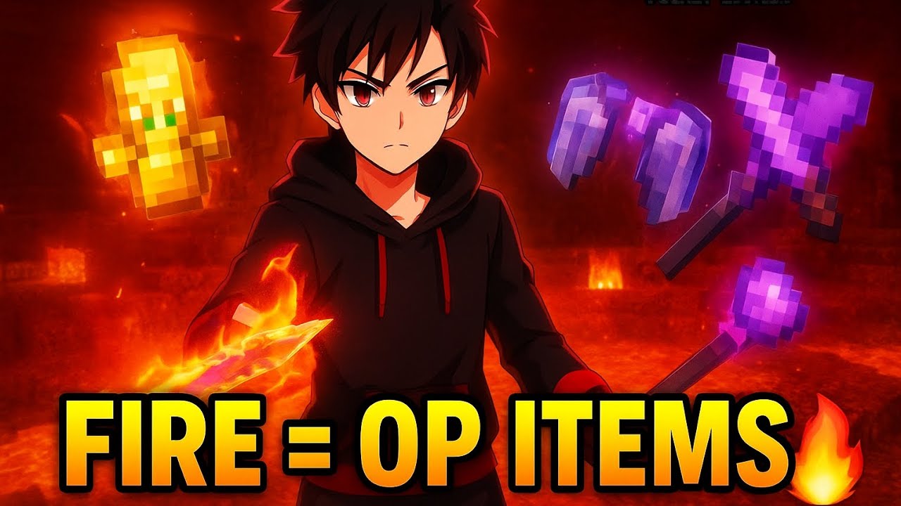 Minecraft But, Fire Gives Op Items