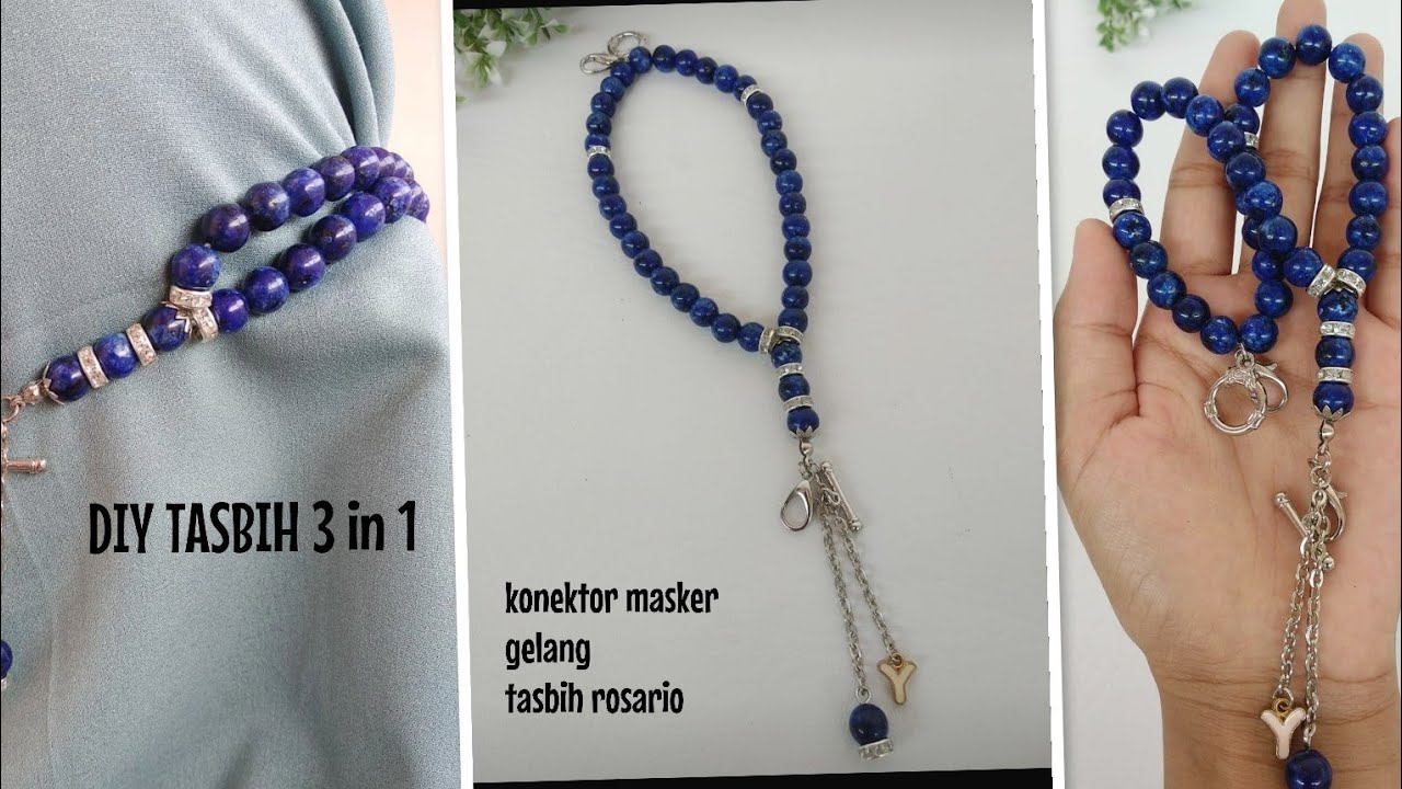 CARA BIKIN TASBIH BATU 3 in 1 bisa jadi gelang dan konektor masker easy rosario bracelet mask holder