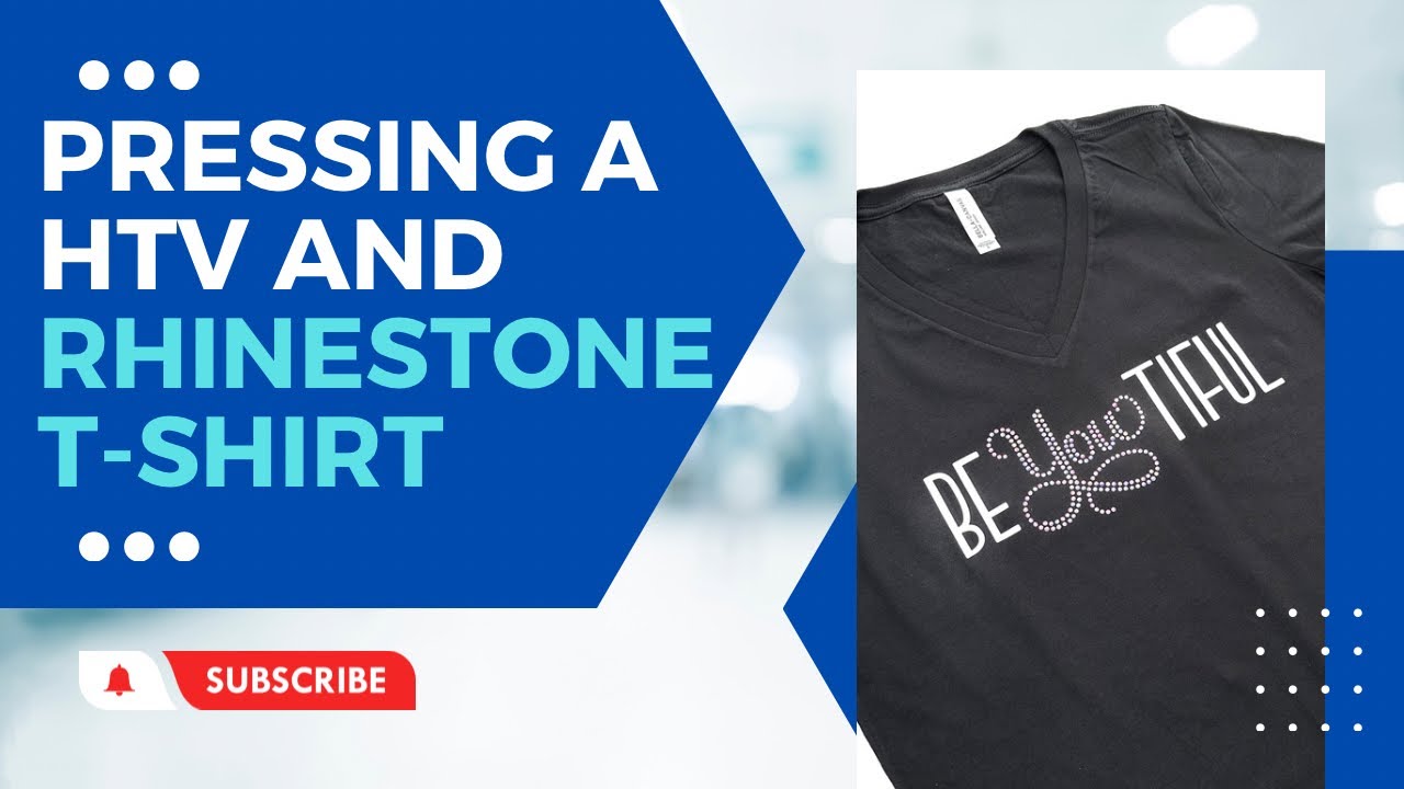 How To Correctly Press A HTV & Rhinestone Shirt #rhinestones #customtshirts #htvvinyl