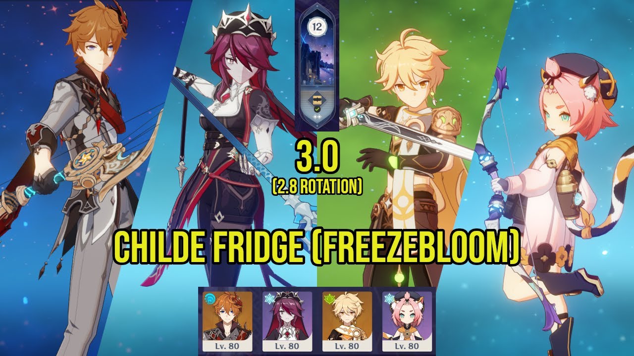 (F2P) C0 CHILDE Fridge (Freezebloom) | 3.0 Spiral Abyss Floor 12 (2.8 Rotation) | Genshin Impact