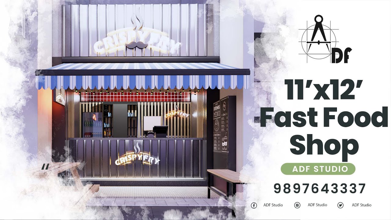 11x12 Fast food Cafe design | Street Restaurant Design | Cafe Interior Design