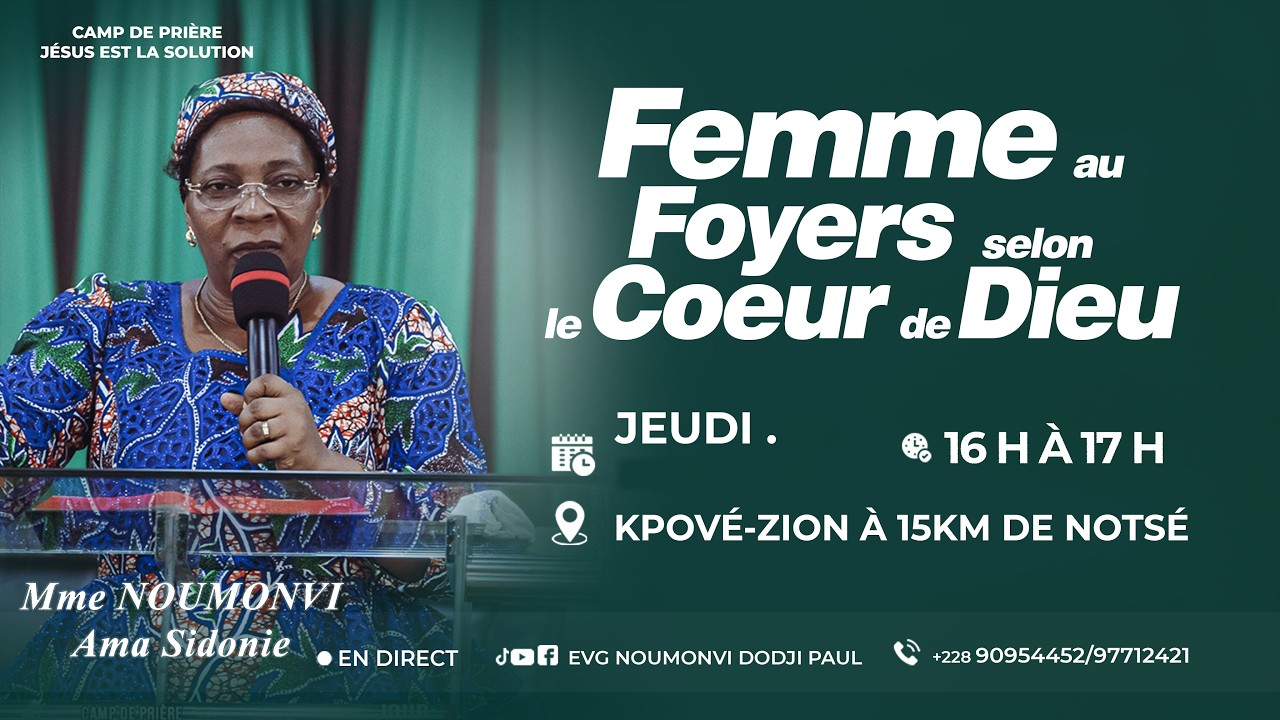J3.JEU SR  26/02/2026. FEMME AU FOYER SELON LE COEUR DE DIEU N*013 AVEC Mme NOUMONVI AMA SIDONIE